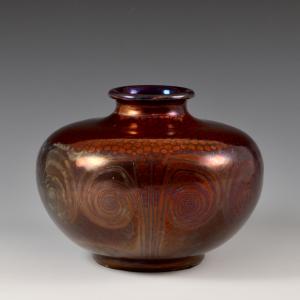 Vaso a lustro con volute e puntinatura - Galileo Chini, Manifattura L'Arte della Ceramica, 1900-1902 circa